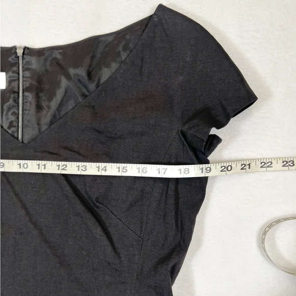 PADDY CAMPBELL Linen Blend Black Vintage V Neck Slit in Back Dress Size 12 - Picture 11 of 11